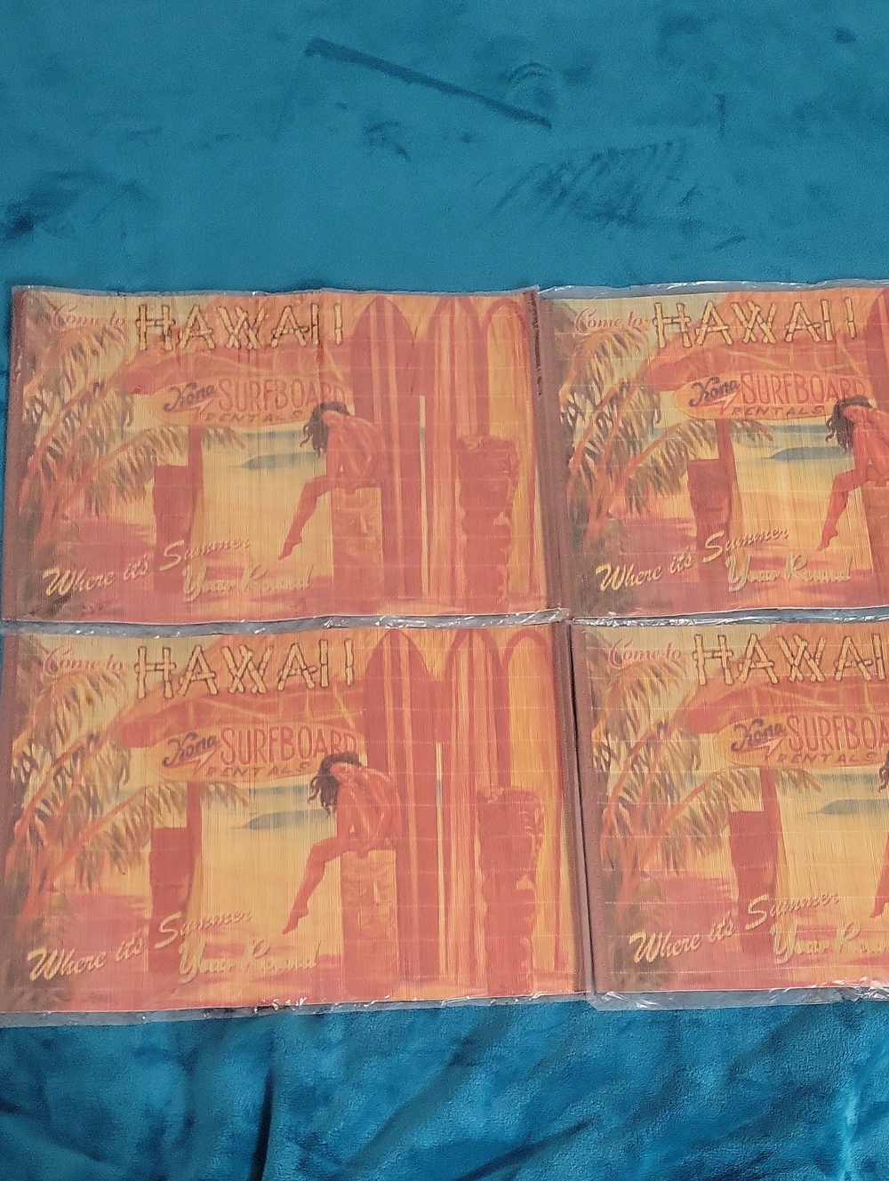 NWT VINTAGE HAWAIIAN Bamboo Placemats Set Of 4